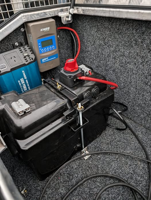 Dual battery and solar controller mounted in a vehicle